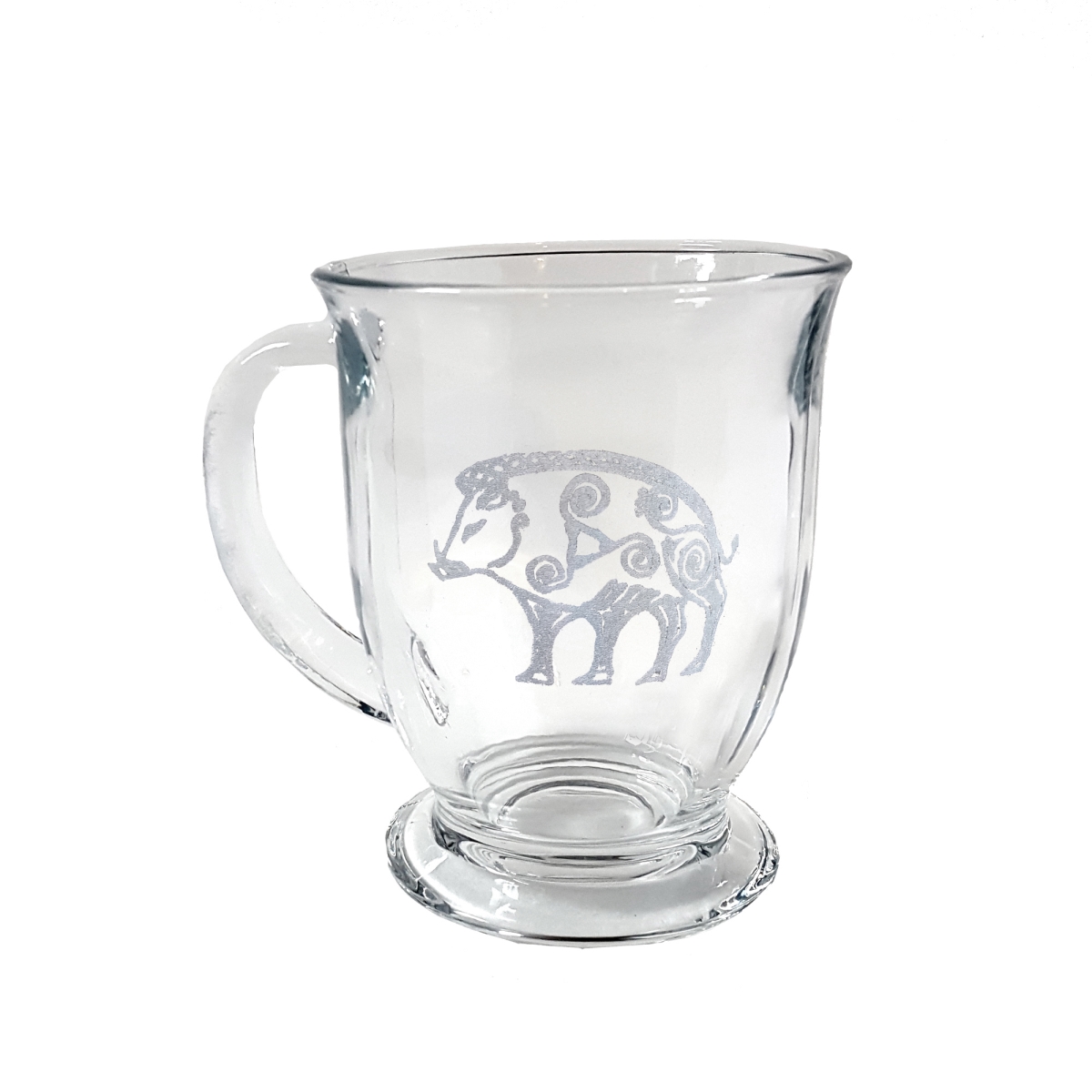 Picture of Lyoncraft COBO01 16 oz Celtic Boar Engraved Glass Coffee Mug