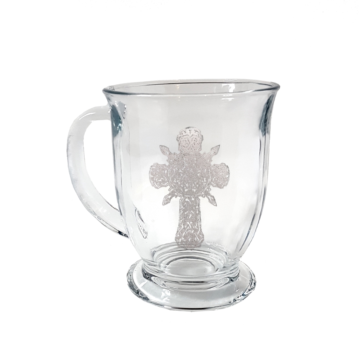 Picture of Lyoncraft COCR01 16 oz Ornate Celtic Cross Engraved Glass Coffee Mug