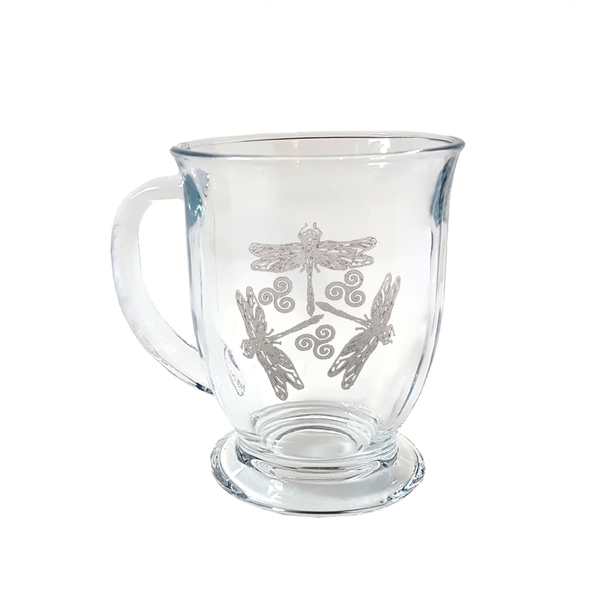 Picture of Lyoncraft CODF02 16 oz Dragonfly Triskelion Engraved Glass Coffee Mug