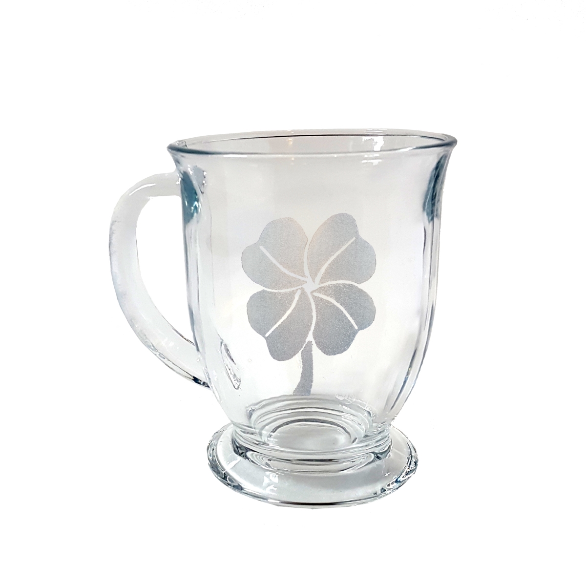 Picture of Lyoncraft COFC01 16 oz Four Leaf Clover Engraved Glass Coffee Mug