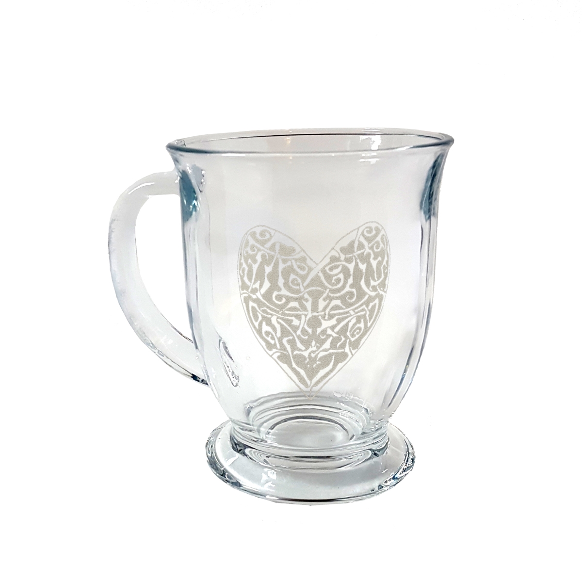 Picture of Lyoncraft COHR01 16 oz Celtic Heart Engraved Glass Coffee Mug