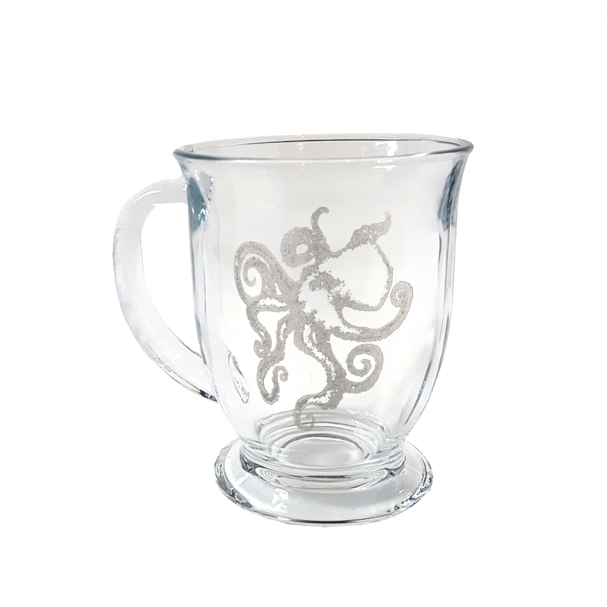 Picture of Lyoncraft COOC01 16 oz Octopus Engraved Glass Coffee Mug