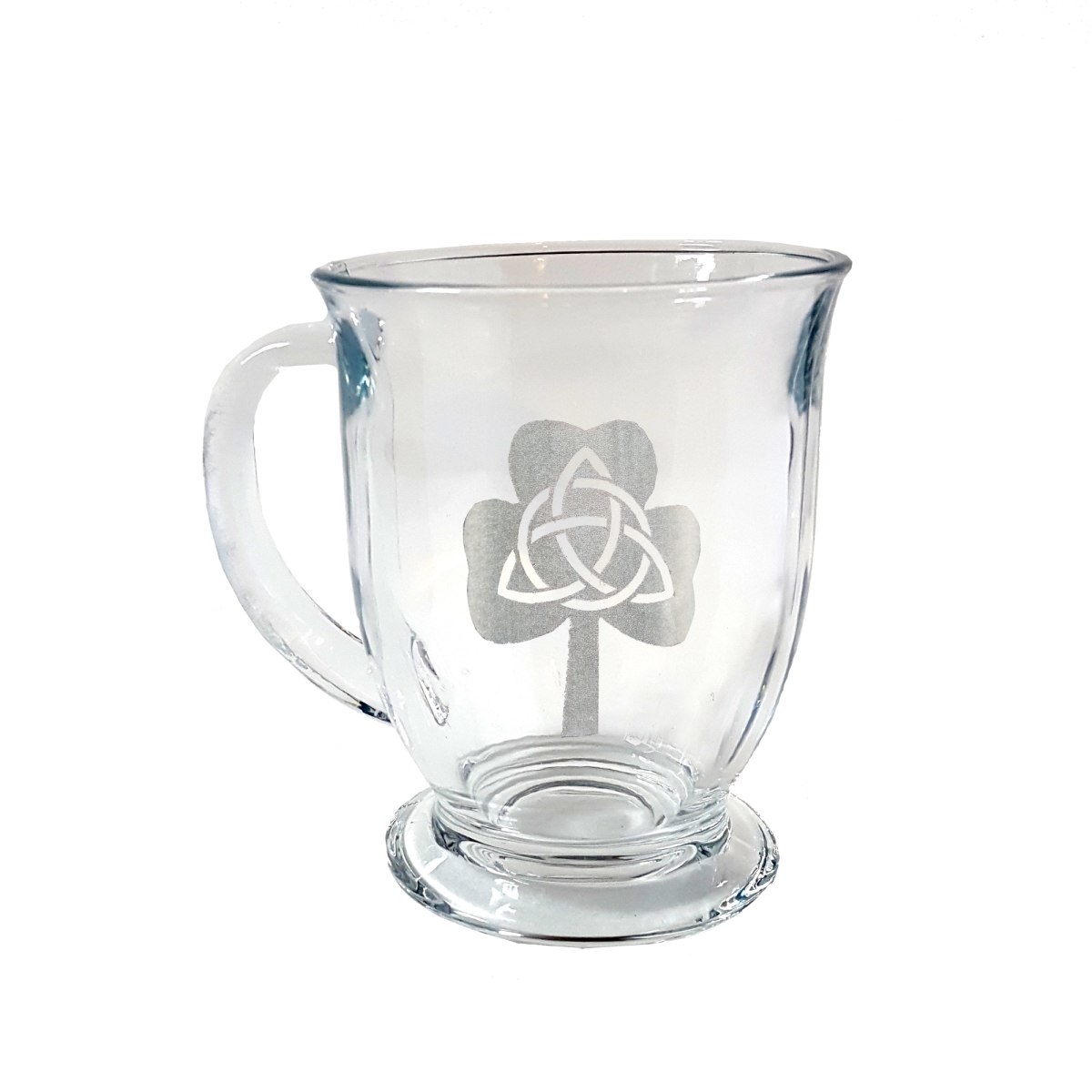Picture of Lyoncraft COTC01 16 oz Trinity Clover Engraved Glass Coffee Mug