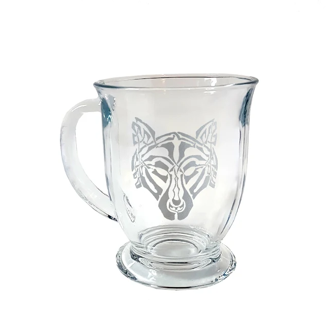 Picture of Lyoncraft COWO01 16 oz Celtic Wolf Engraved Glass Coffee Mug