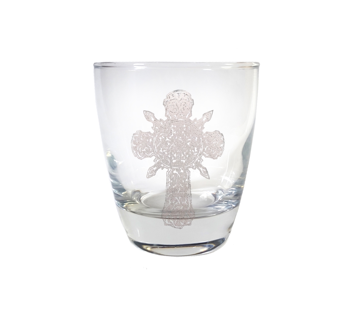 Picture of Lyoncraft LBCR01 10 oz Ornate Celtic Cross Engraved Lowball Glass