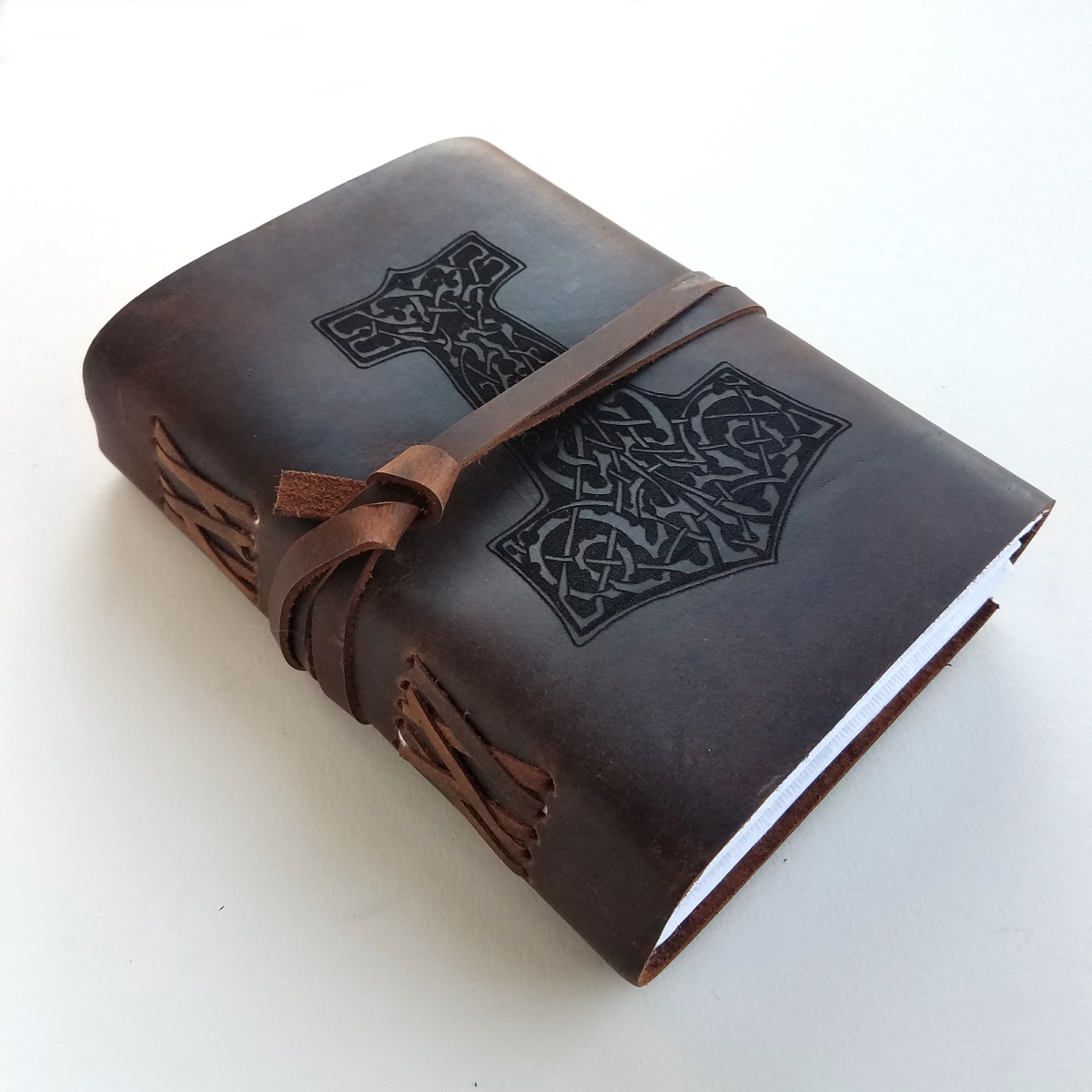 LJMJ01 Mjolnir Thors Hammer Unlined Leather Journal Book
