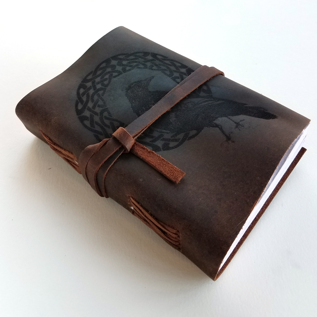 LJRV01 Celtic Raven Unlined Leather Journal Book