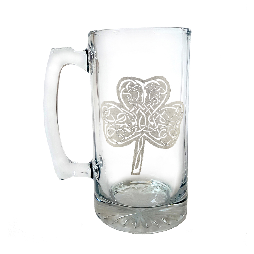 Picture of Lyoncraft LSCL01 26 oz Celtic Clover Engraved Stein Glass