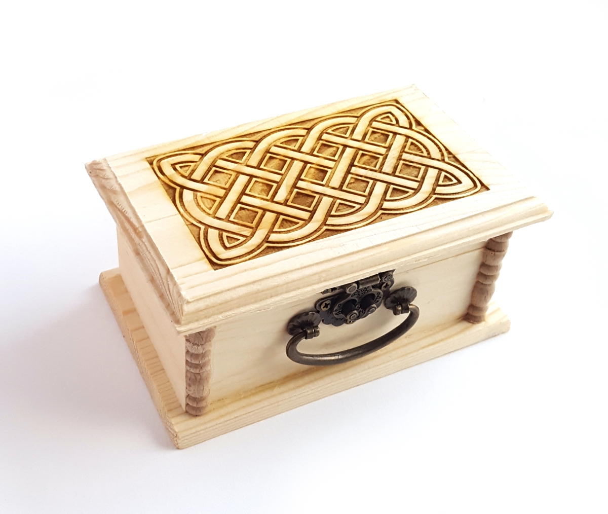 Celtic Weave Knot Engraved Wooden Box