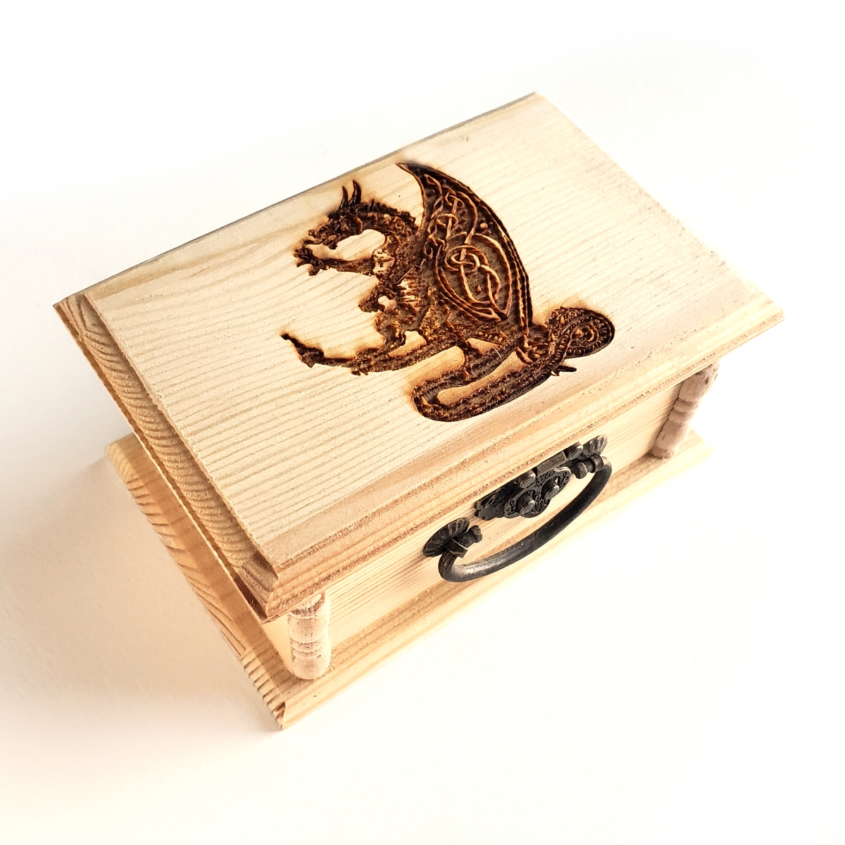 Celtic Dragon Engraved Wooden Box