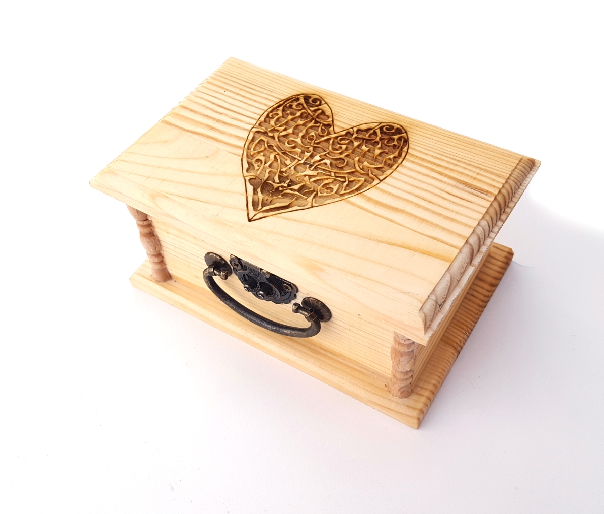 Celtic Heart Engraved Wooden Box
