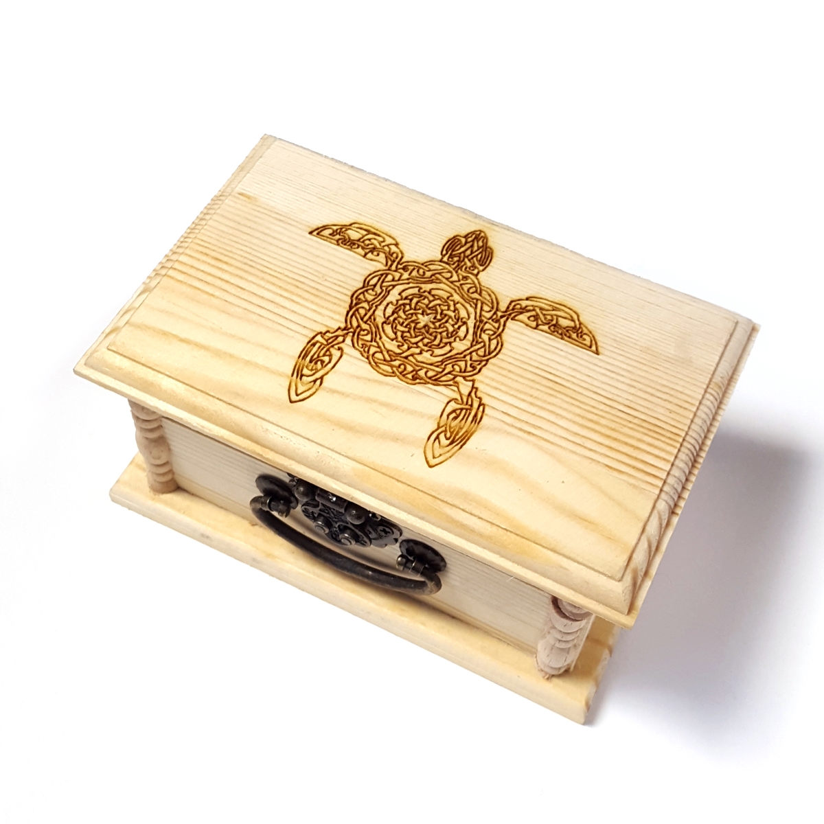 Celtic Sea Turtle Engraved Wooden Box