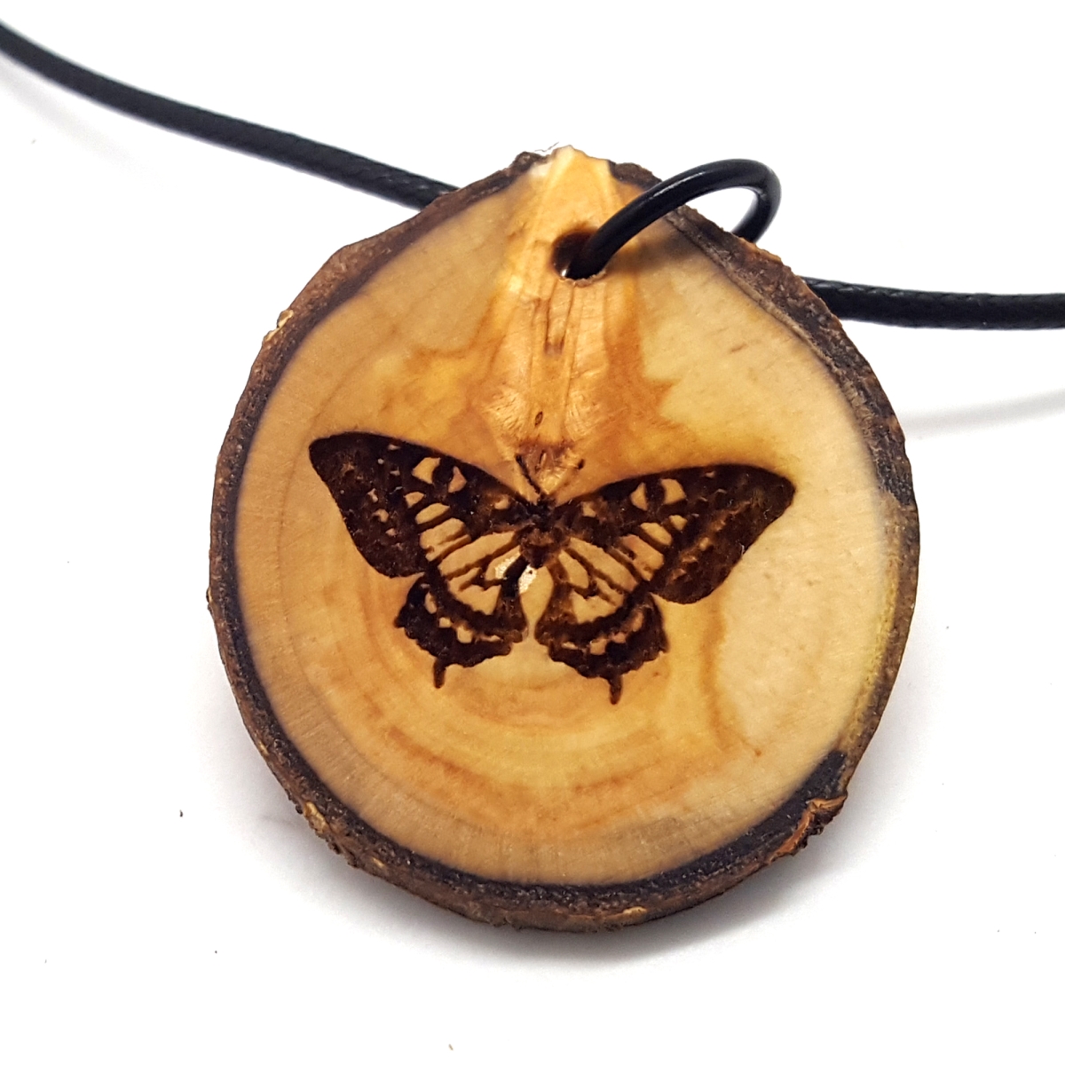 1.5 in. Butterfly Wooden Pendant Necklace