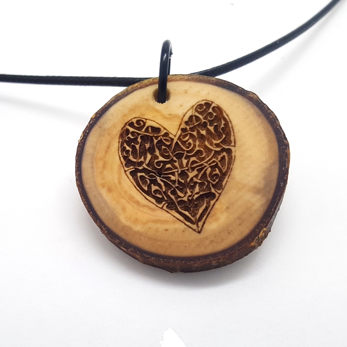 1.5 in. Celtic Heart Wooden Pendant Necklace