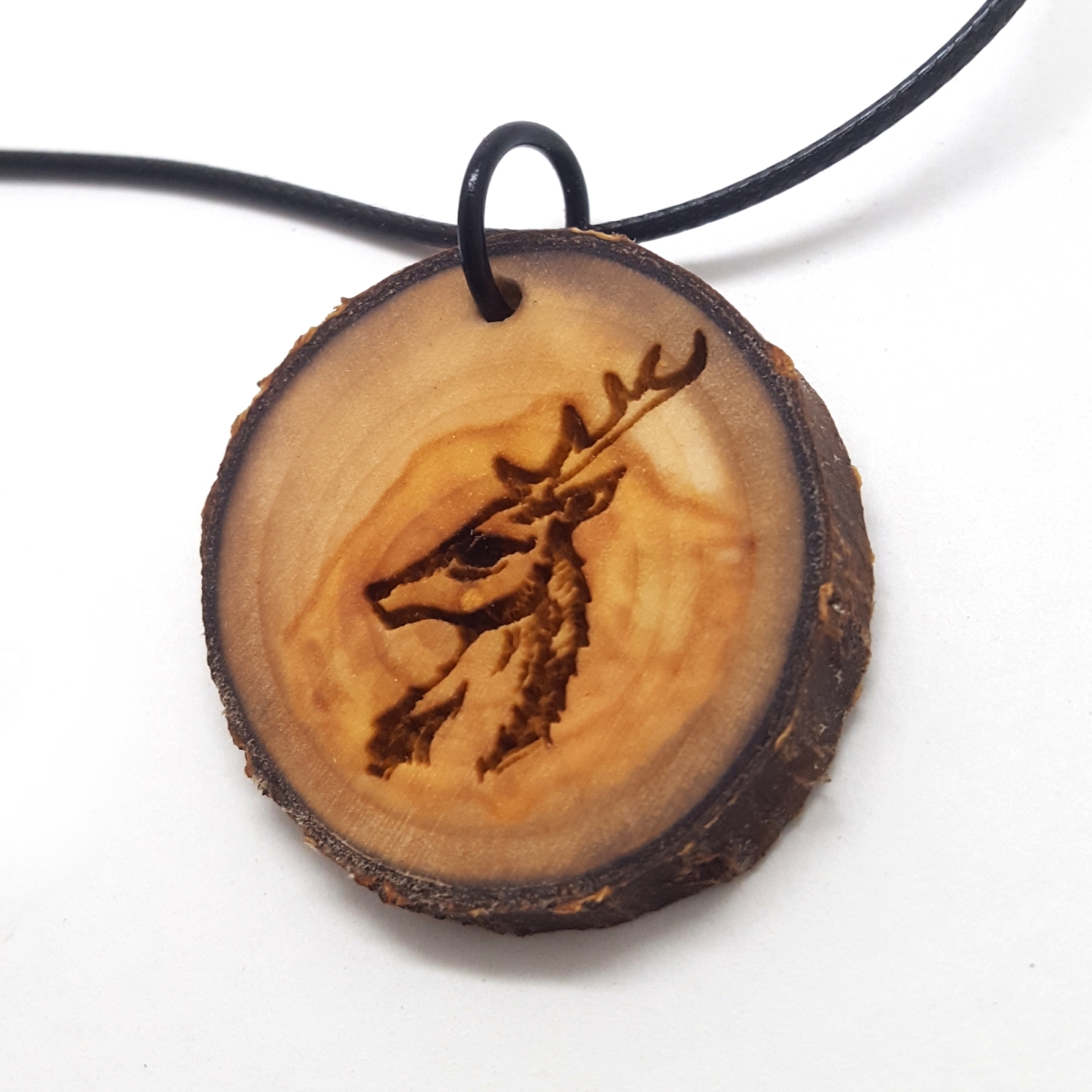 1.5 in. Stag Wooden Pendant Necklace