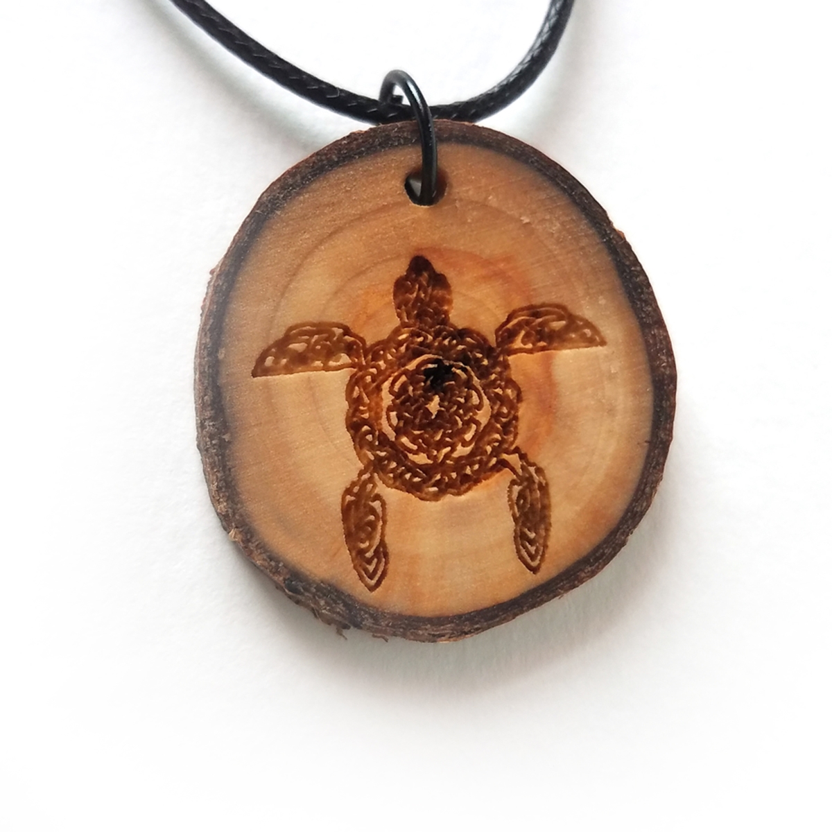 1.5 in. Celtic Turtle Wooden Pendant Necklace