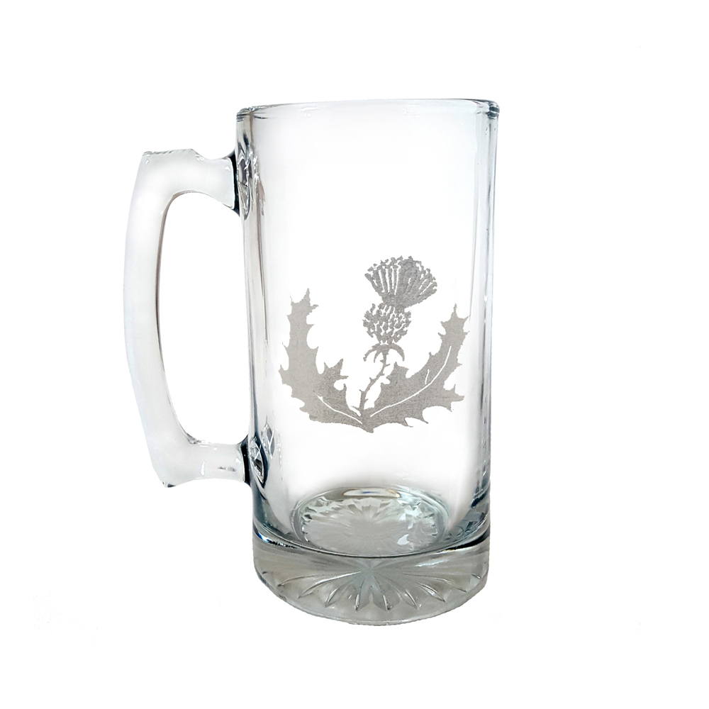 Picture of Lyoncraft SSTH01 16 oz Scottish Thistle Engraved Stein Glass