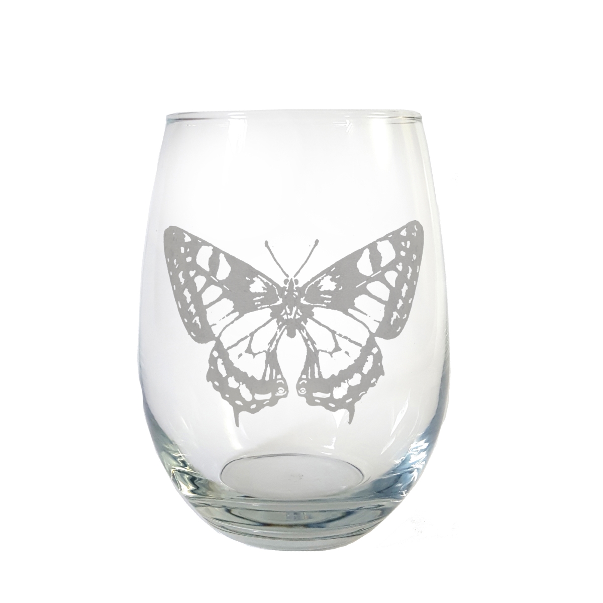 Picture of Lyoncraft SWBF01 18 oz Butterfly Engraved Stemless Wine Glass