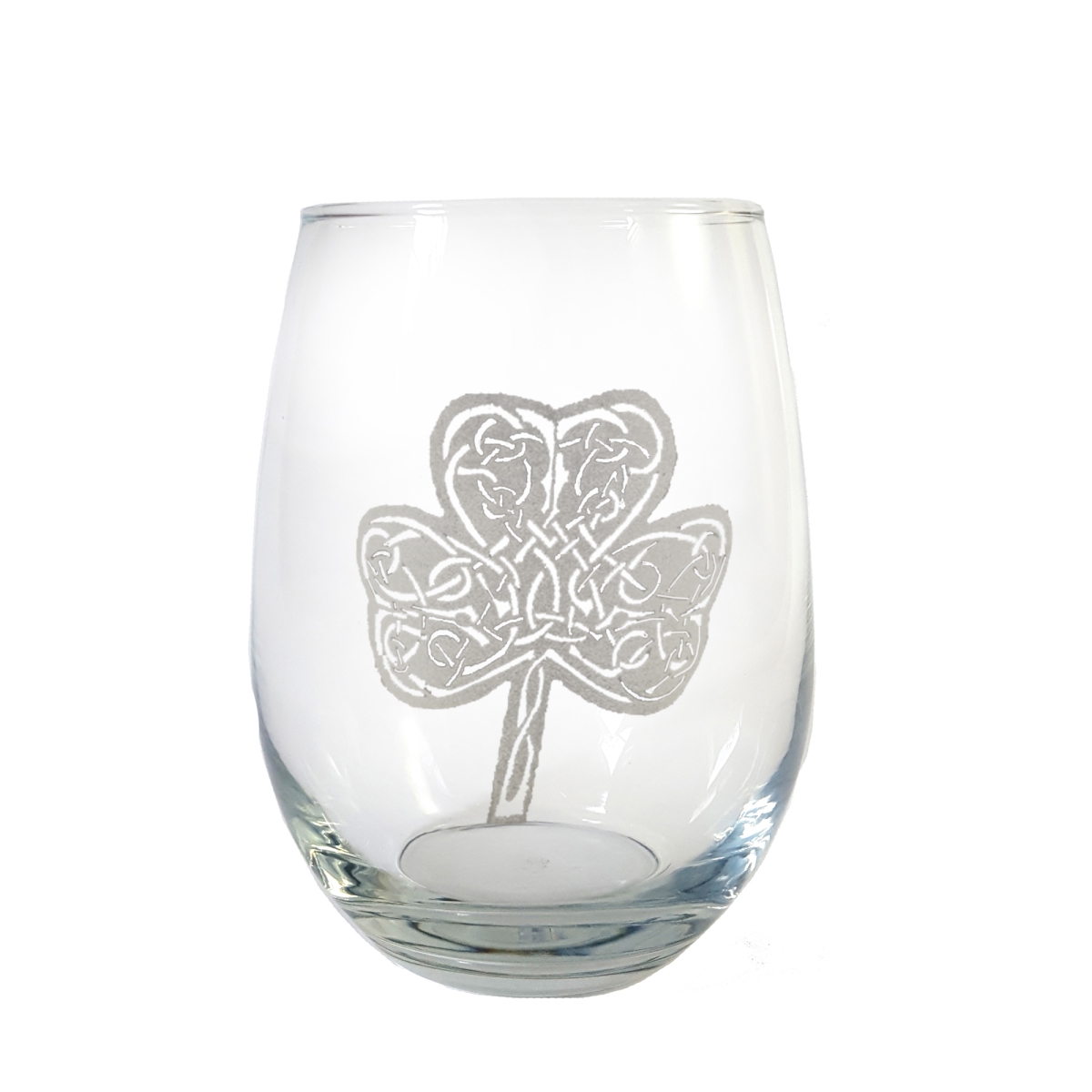 Picture of Lyoncraft SWCL01 18 oz Celtic Clover Engraved Stemless Wine Glass