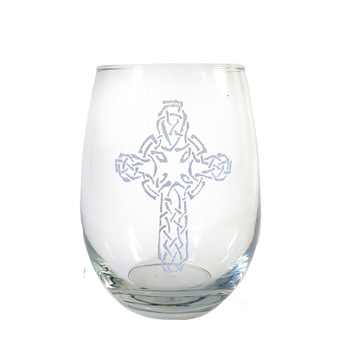 Picture of Lyoncraft SWCR02 18 oz Celtic Cross Engraved Stemless Wine Glass
