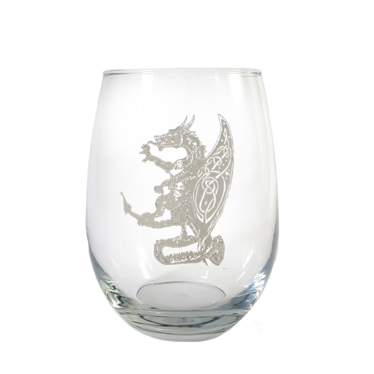 Picture of Lyoncraft SWDG01 18 oz Celtic Dragon Engraved Stemless Wine Glass