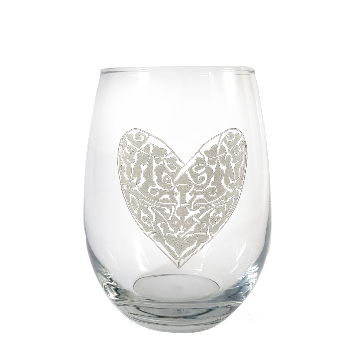 Picture of Lyoncraft SWHR01 18 oz Celtic Heart Engraved Stemless Wine Glass