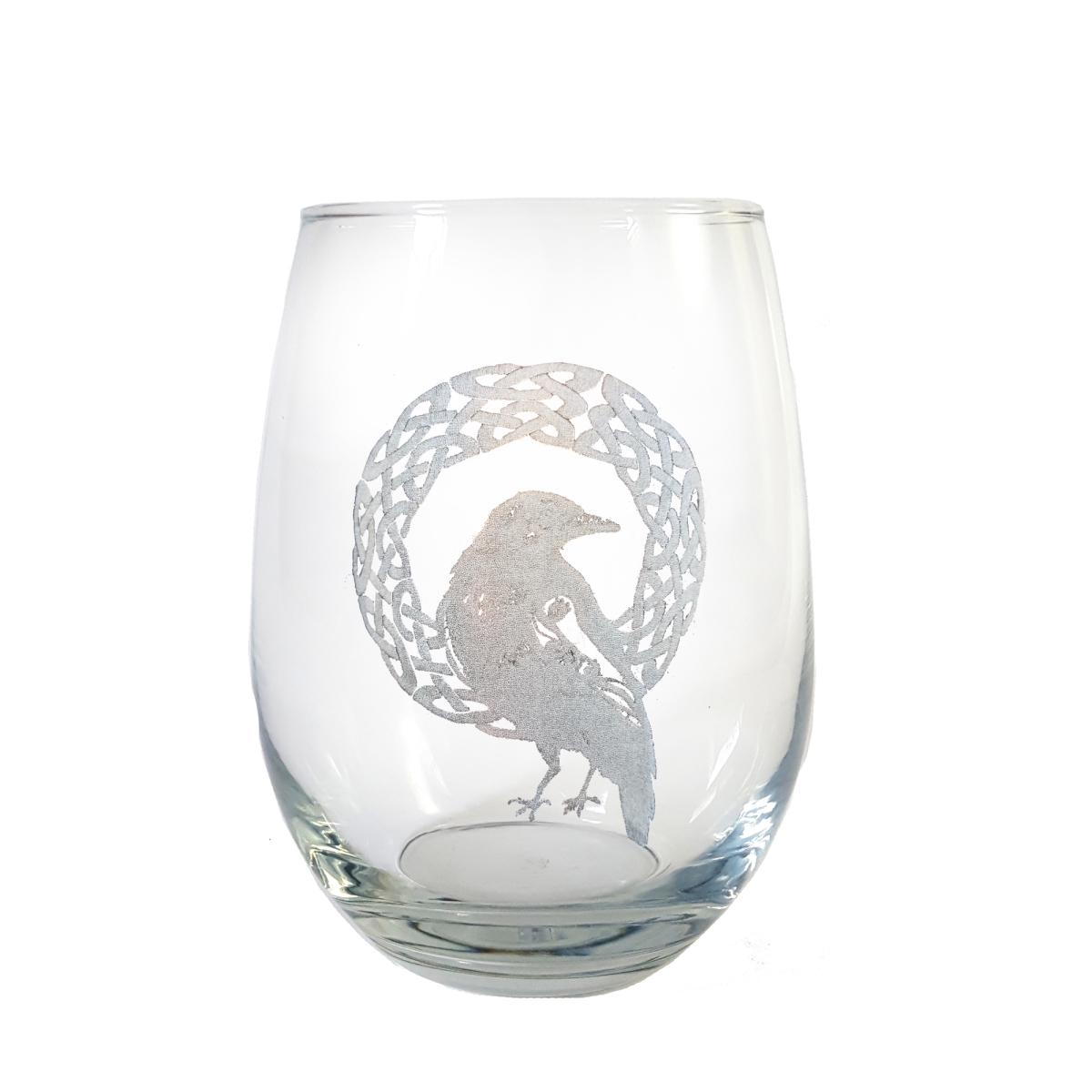 Picture of Lyoncraft SWRV01 18 oz Celtic Raven Engraved Stemless Wine Glass