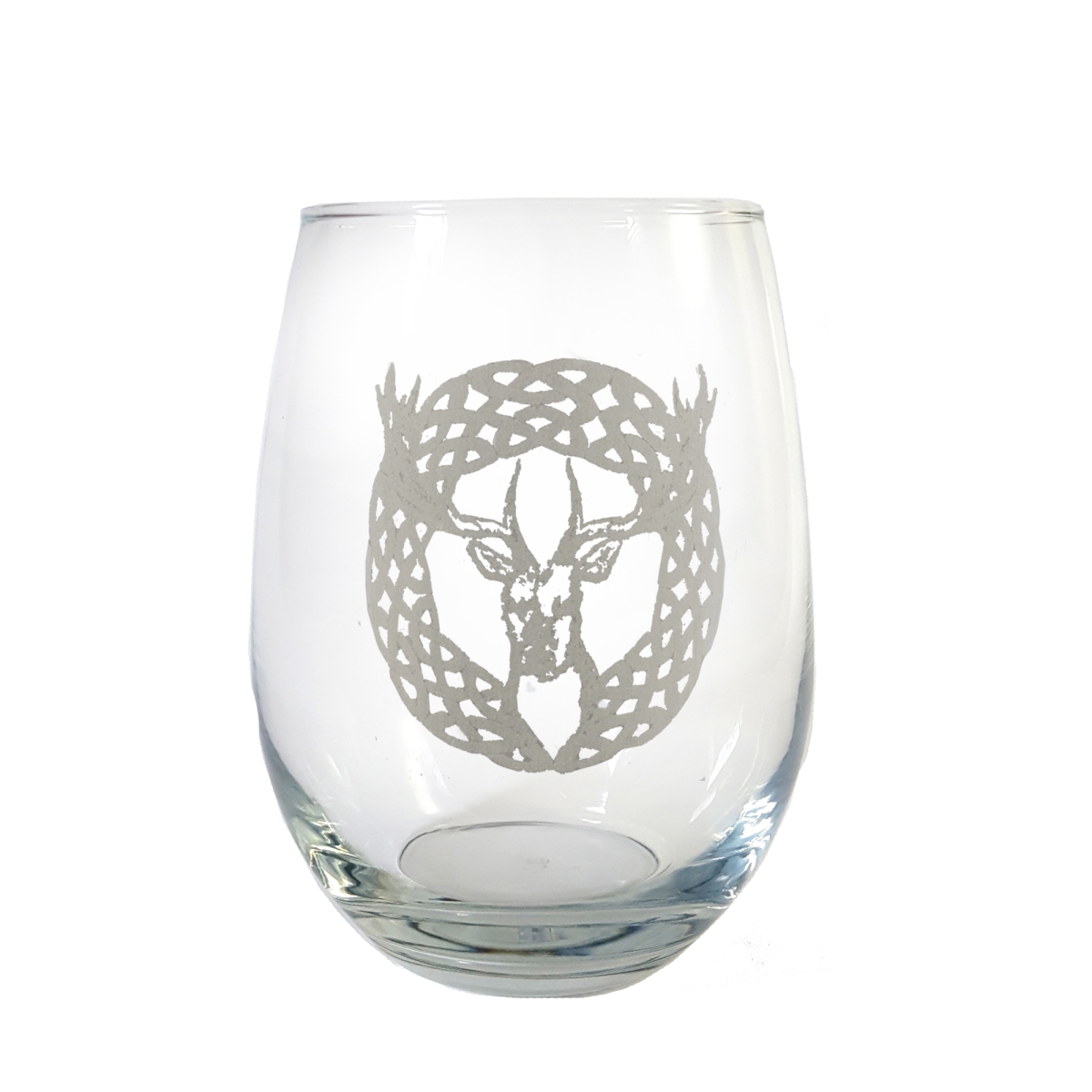 Picture of Lyoncraft SWSG01 18 oz Celtic Stag Engraved Stemless Wine Glass
