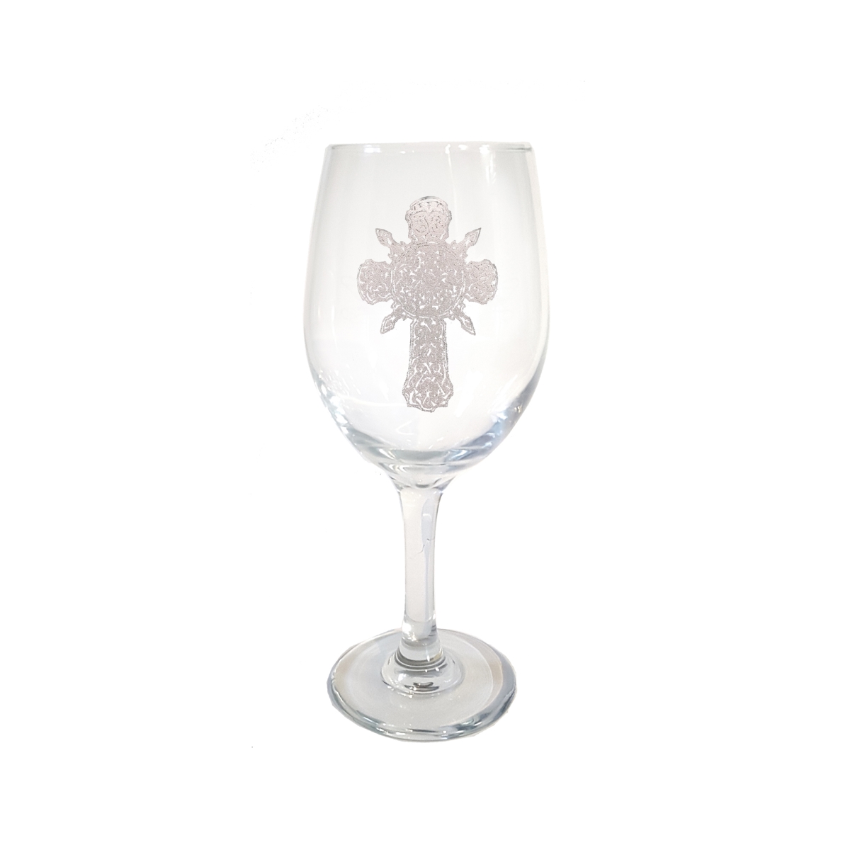 Picture of Lyoncraft WICR01 18 oz Ornate Celtic Cross Engraved Wine Glass