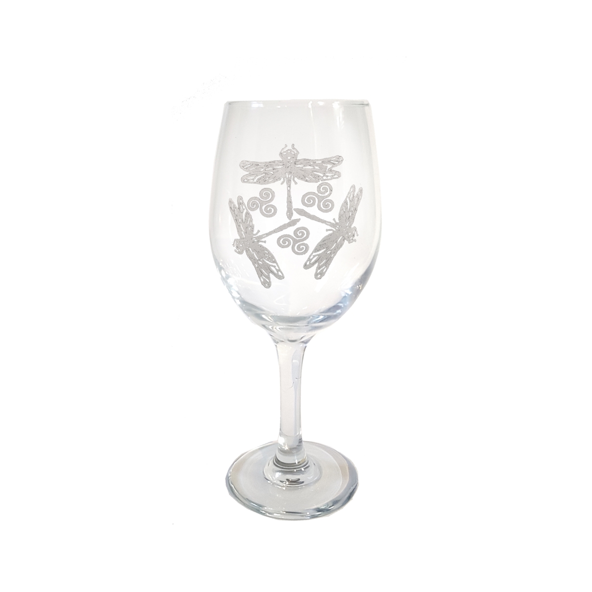 Picture of Lyoncraft WIDF02 18 oz Dragonfly Triskelion Engraved Wine Glass