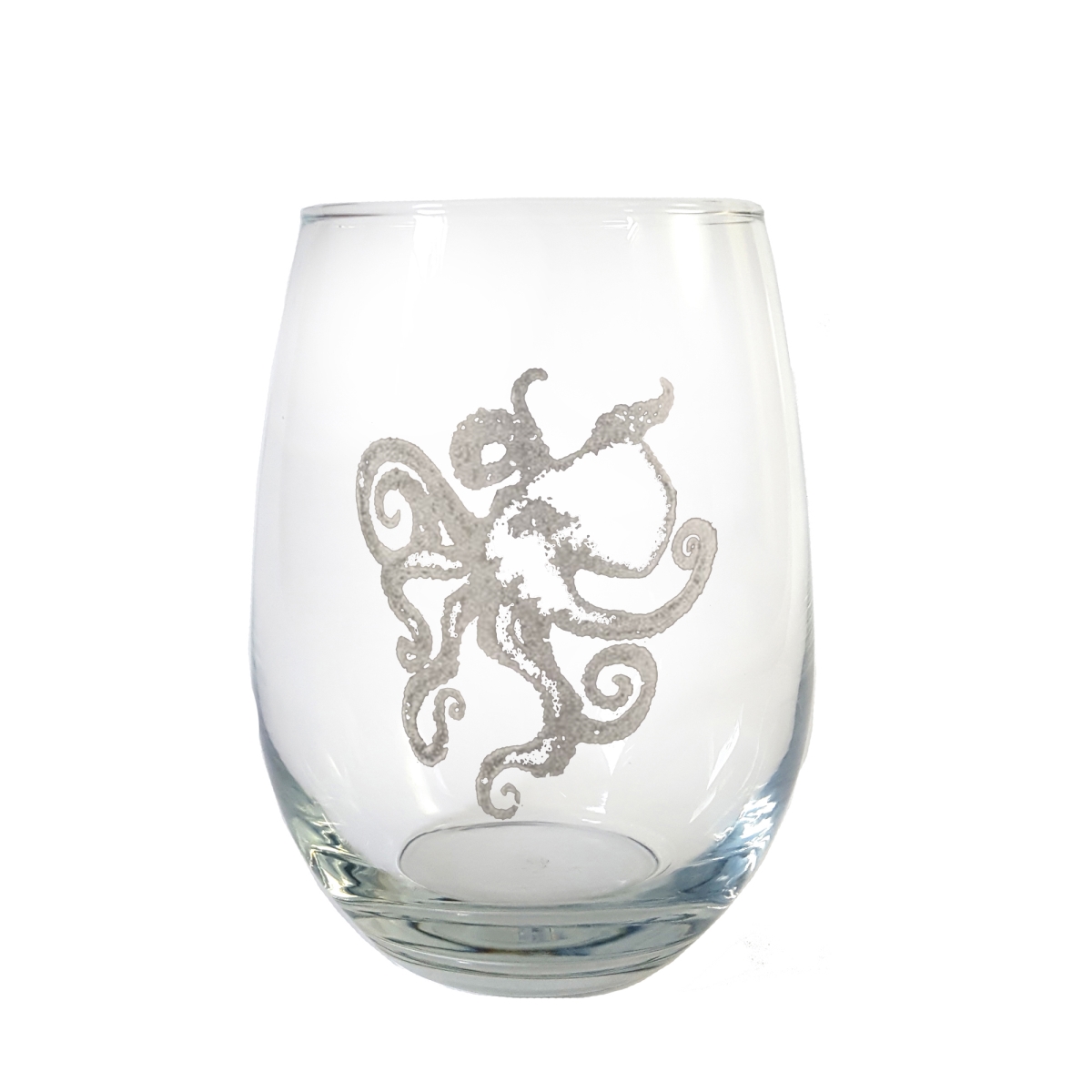 Picture of Lyoncraft WIOC01 18 oz Octopus Engraved Stemless Wine Glass