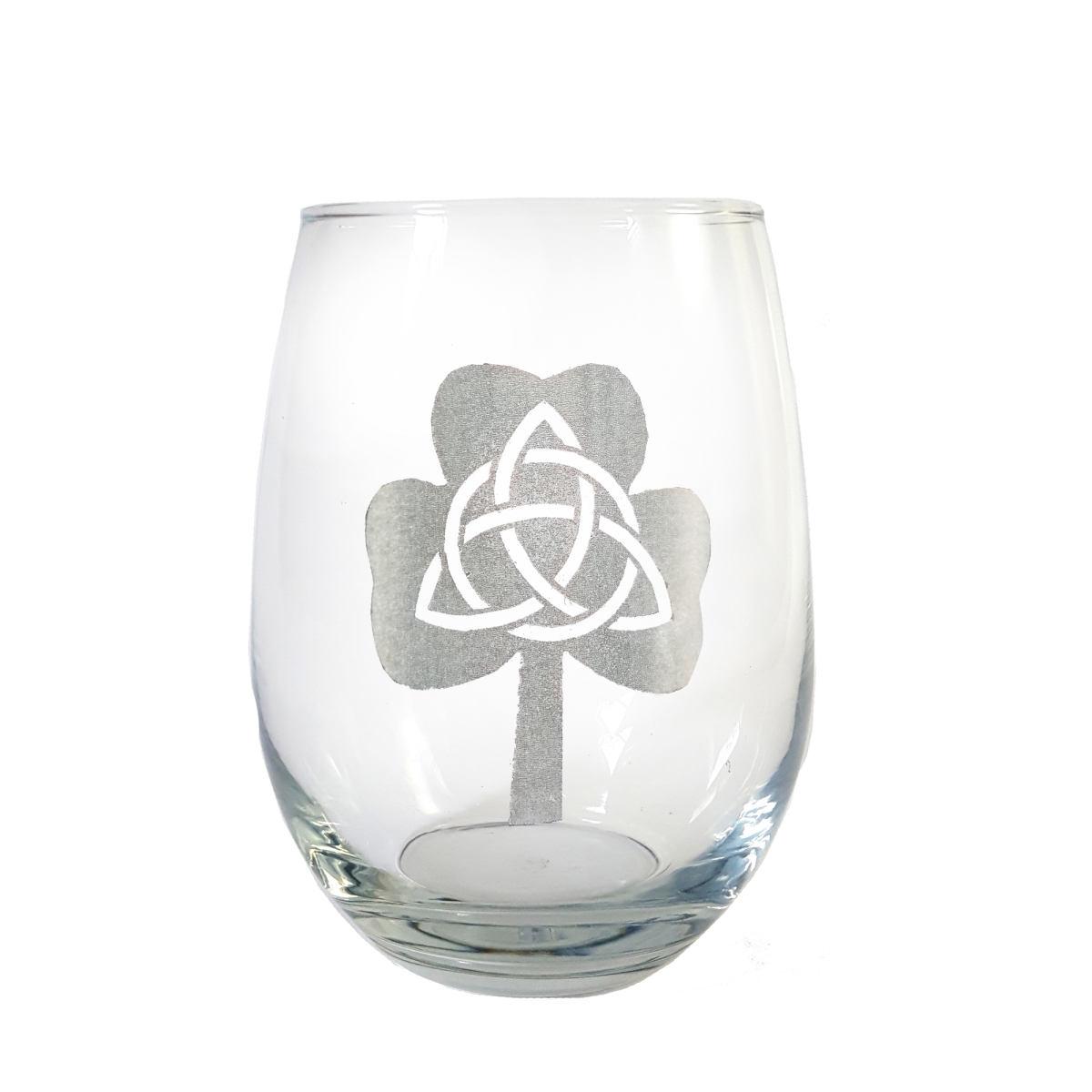 Picture of Lyoncraft WITC01 18 oz Trinity Clover Engraved Stemless Wine Glass