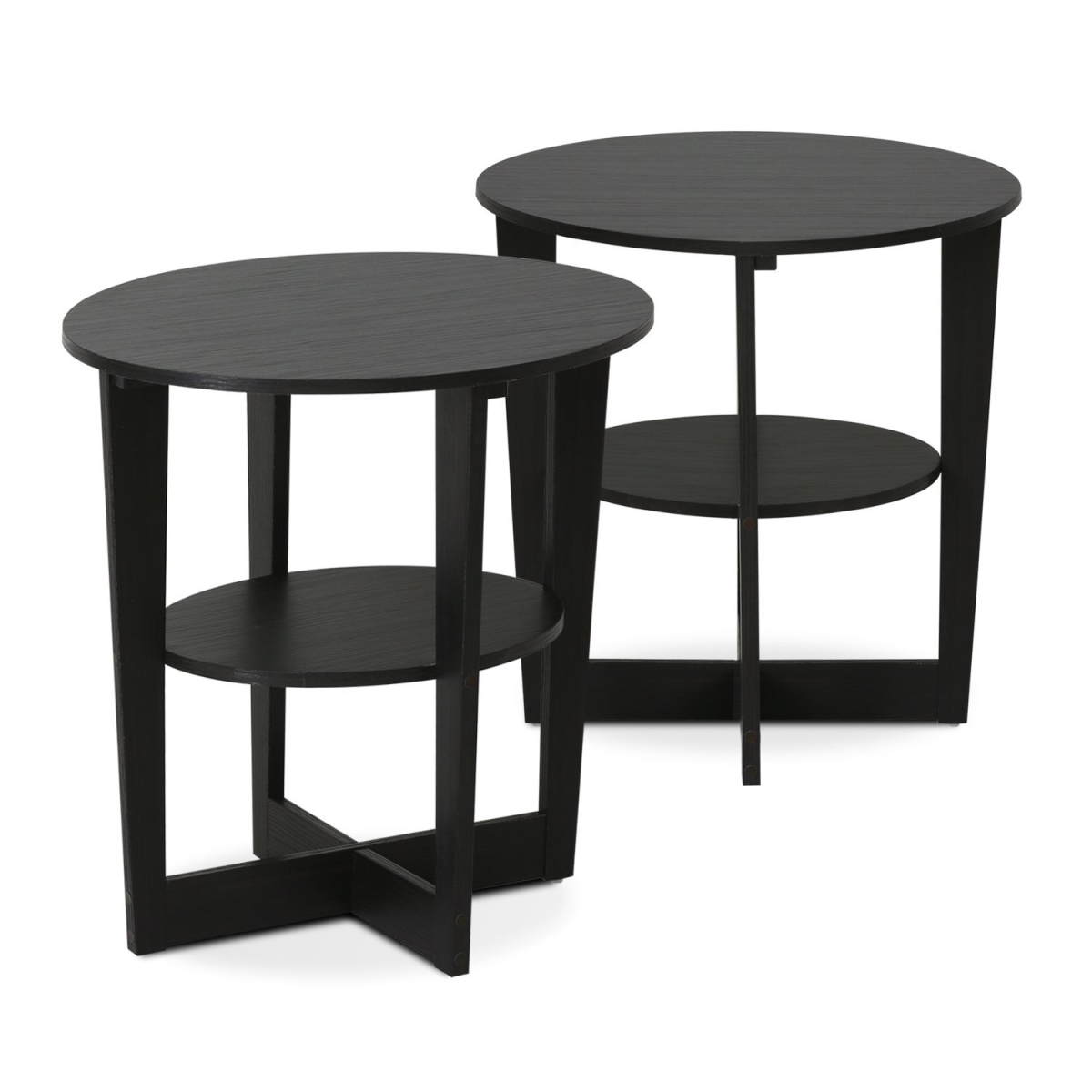 Round End Table, Set Of 2 - Espresso