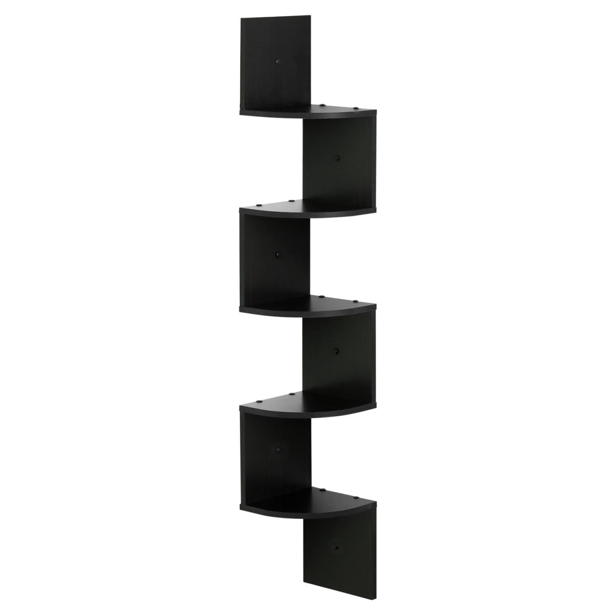 5 Tier Wall Mount Floating Radial Corner Shelf, Espresso