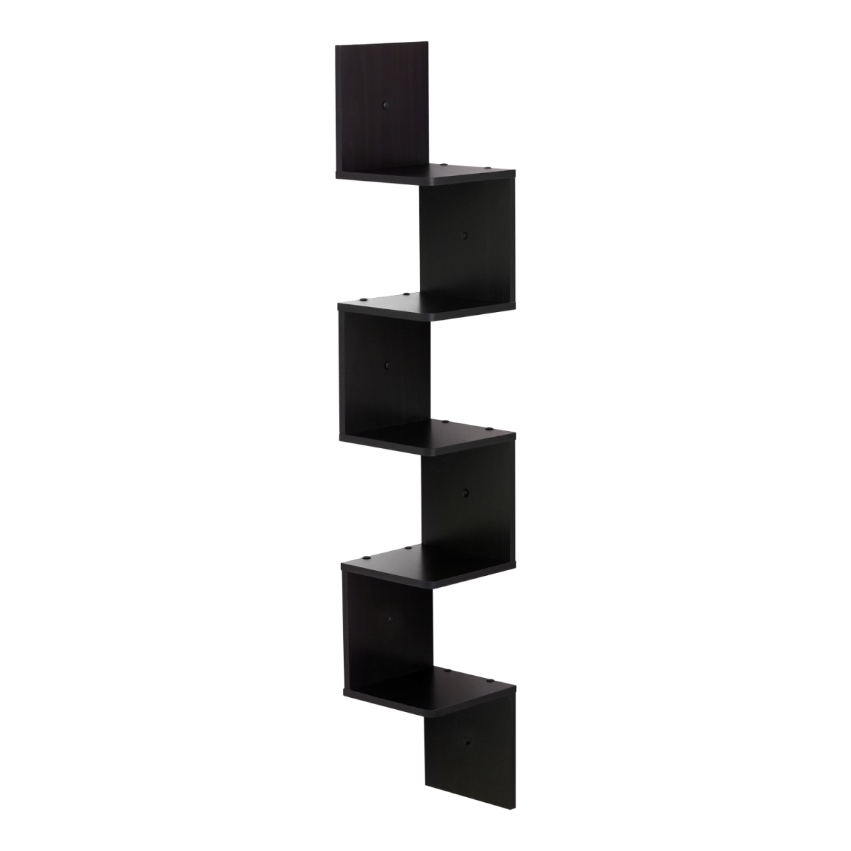5 Tier Wall Mount Floating Corner Square Shelf, Espresso