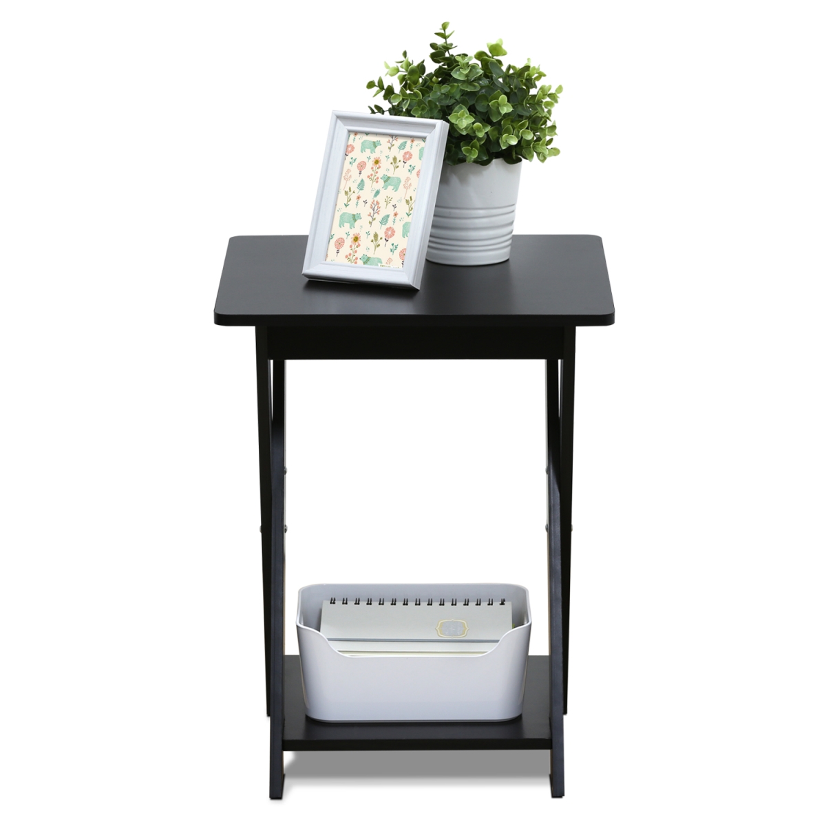 Modern Simplistic Criss-Crossed End Table, Espresso