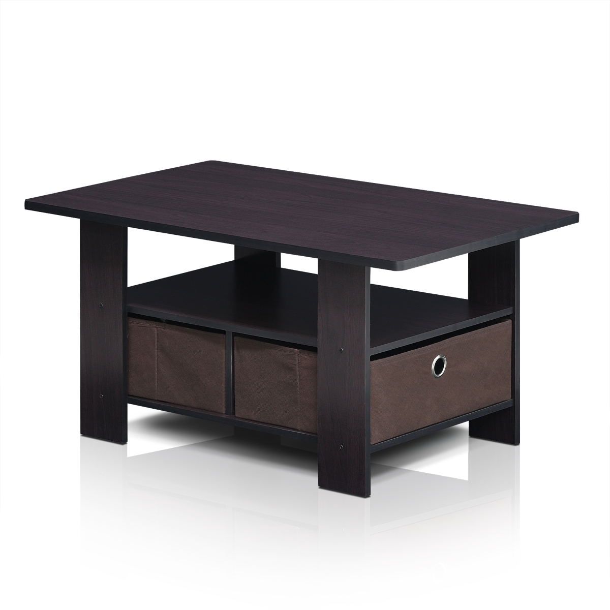 Coffee Table with Bin Drawer, Dark Walnut