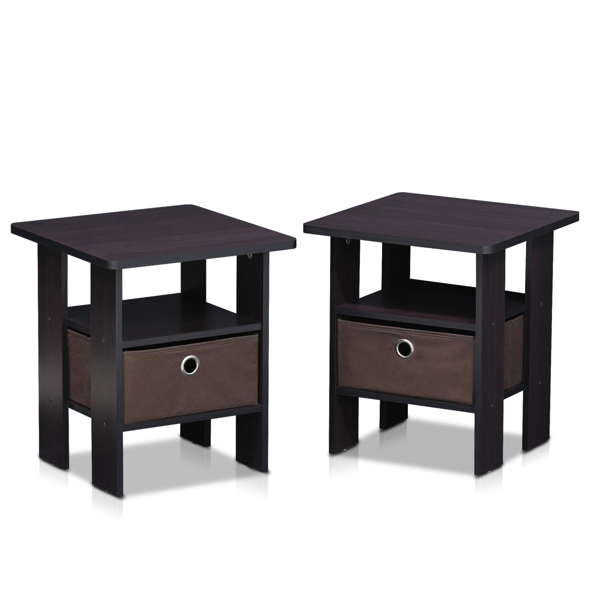 Picture of Furinno 2-11157DWN Dark Walnut Petite End Table Bedroom Night Stand - Set of 2