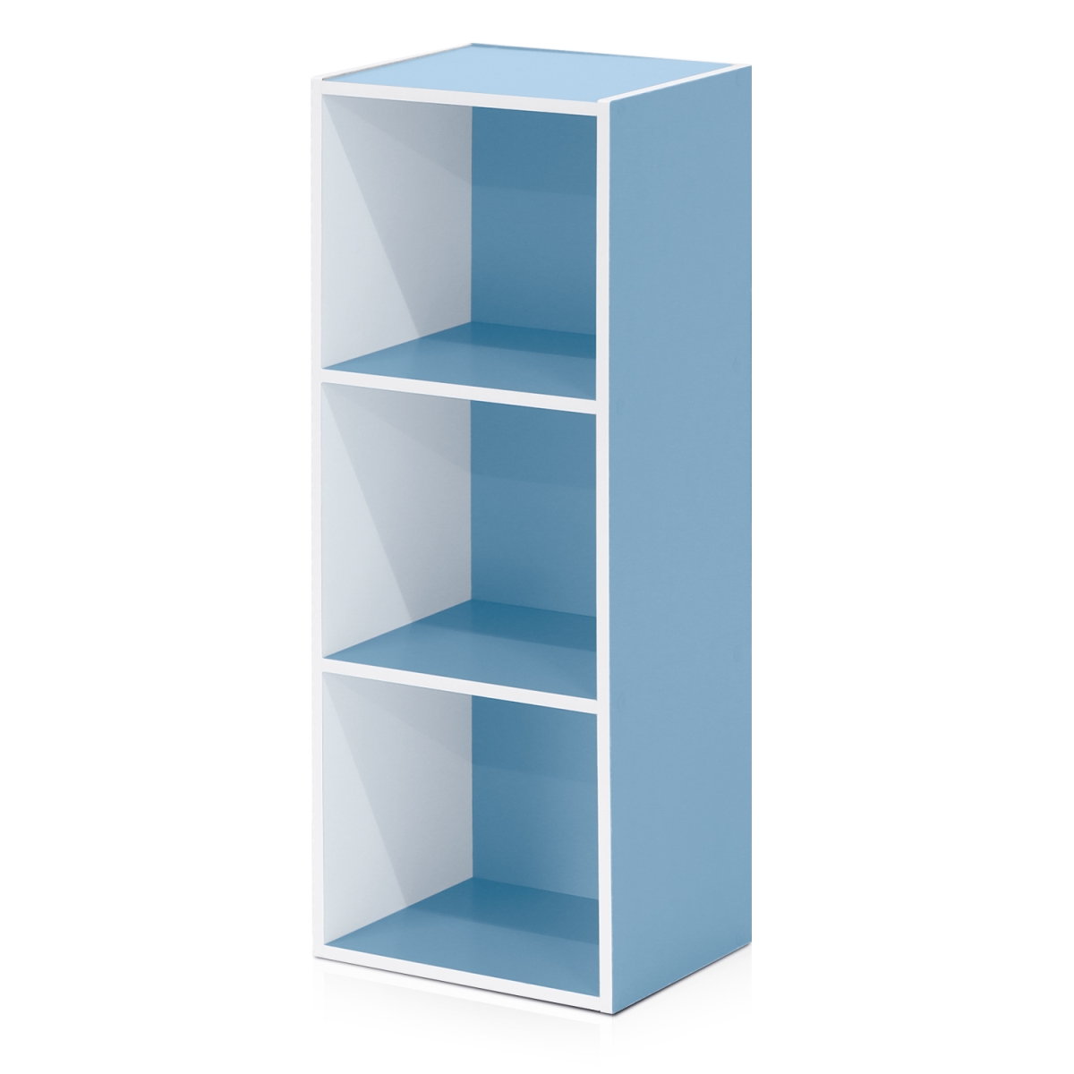 11003WH-LBL 3-Tier Open Shelf Bookcase, White & Light Blue