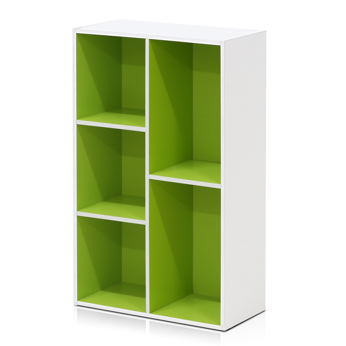 11069WH-GR 5-Cube Reversible Open Shelf, White & Green