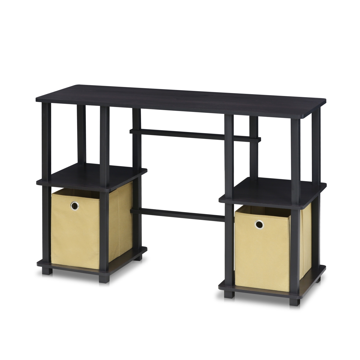 Picture of Furinno 17072EX-BK Turn-N-Tube Computer Desk with Storage Bins&#44; Espresso & Black