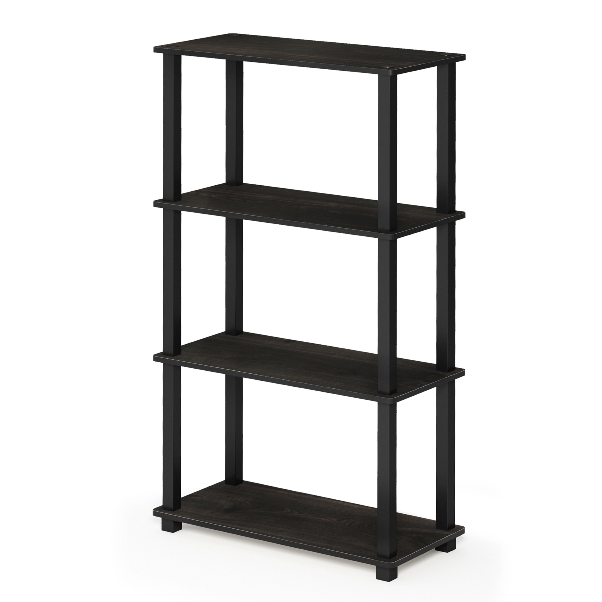 18028EX-BK Turn-S-Tube 4-Tier Multipurpose Shelf Display Rack with Square Tube - Espresso & Black