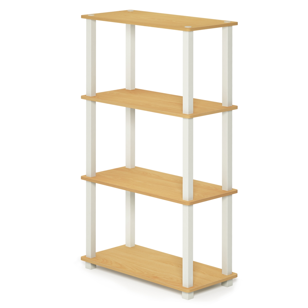 18028BE-WH Turn-S-Tube 4-Tier Multipurpose Shelf Display Rack with Square Tube - Beech & White