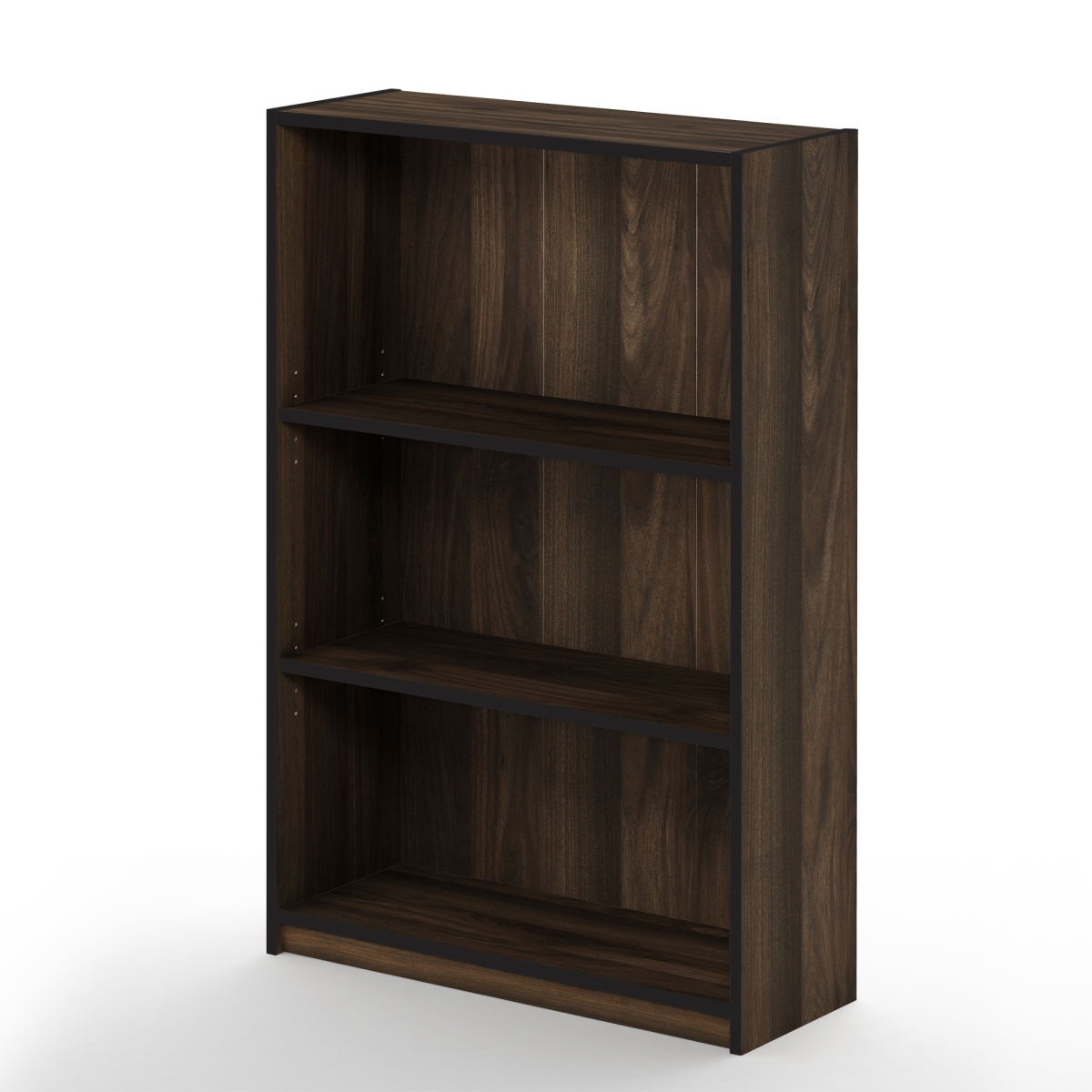 JAYA Simple Home 3-Shelf Bookcase - Columbia Walnut & Black