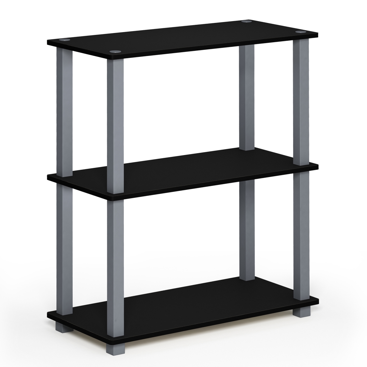 18025BK-GY Turn-S-Tube 3-Tier Compact Multipurpose Shelf Display Rack with Square Tube - Black & Grey