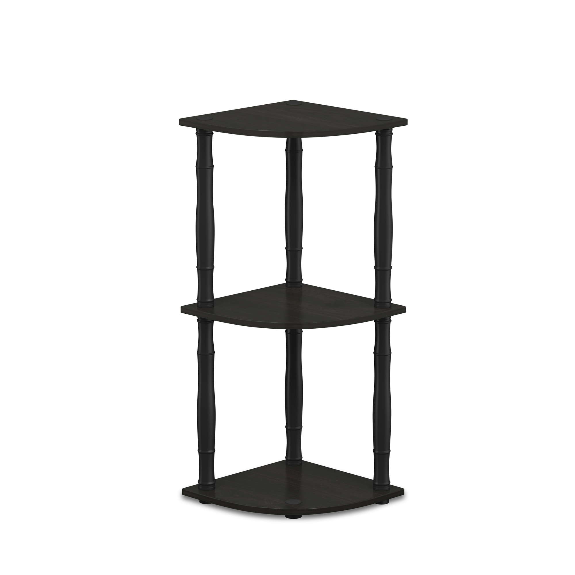 18031EX/BK Turn-N-Tube 3-Tier Corner Display Rack Multipurpose Shelving Unit with Classic Tubes, Espresso/Black
