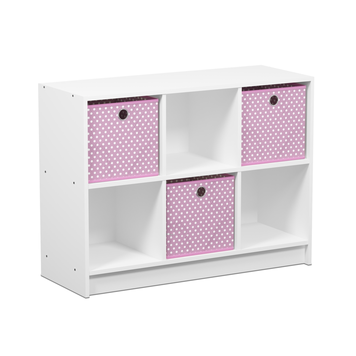 99940WH-LPI Basic 3x2 Bookcase Storage with Bins - White & Pink