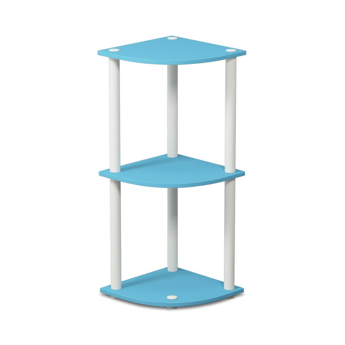 12077LBL-WH Turn-N-Tube 3-Tier Corner Display Rack Multipurpose Shelving Unit - Light Blue & White