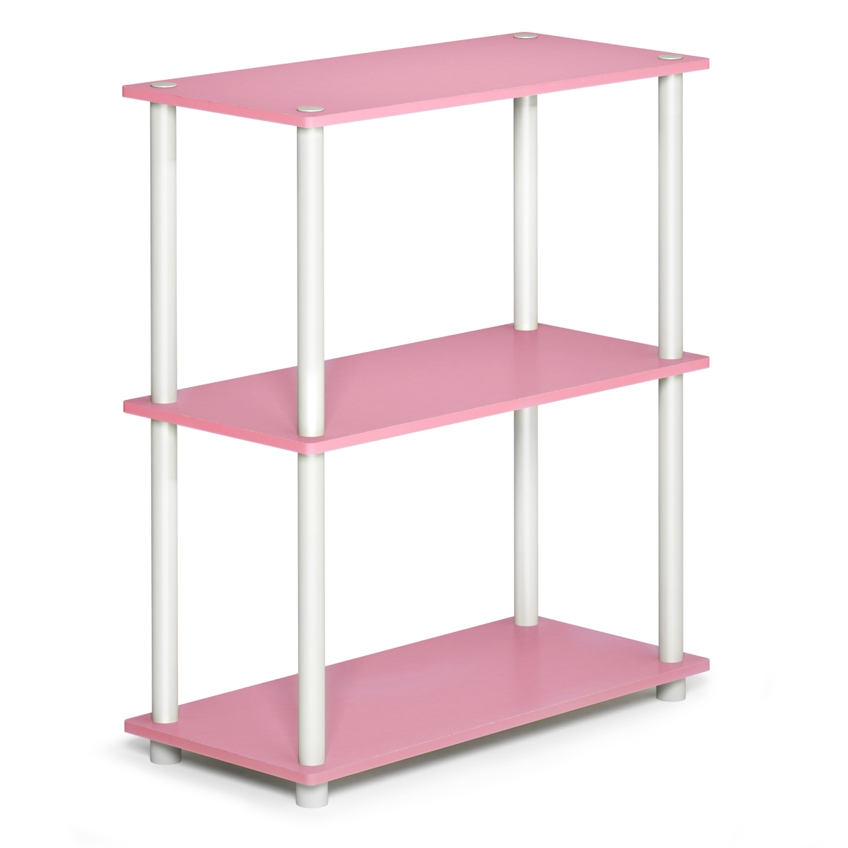 10024PI-WH Turn-N-Tube 3-Tier Compact Multipurpose Shelf Display Rack - Pink & White