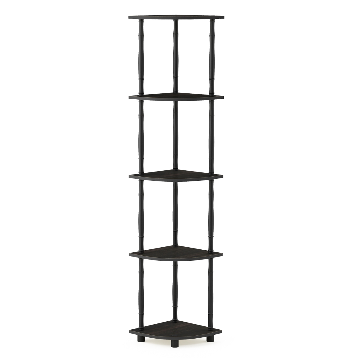 Picture of Furinno 18035EX-BK Turn-N-Tube 5 Tier Corner Display Rack Multipurpose Shelving Unit with Classic Tubes&#44; Espresso & Black - 57.7 x 11.6 x 11.6 in.